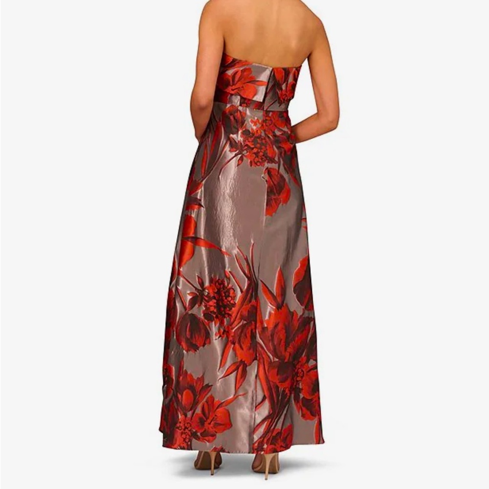 Aidan Mattox Floral Jacquard Strapless Sleeveless Popover Bodice Gown - Picture 2 of 5